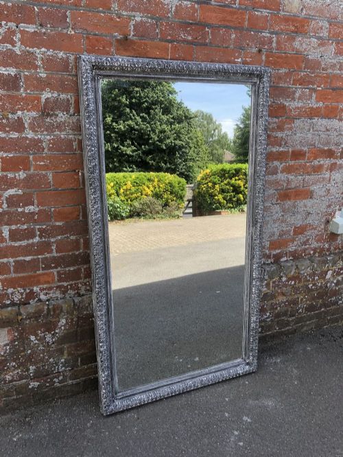 A Fabulous Large Antique 19th Century Carved Wood & Gesso Painted  Mirror.