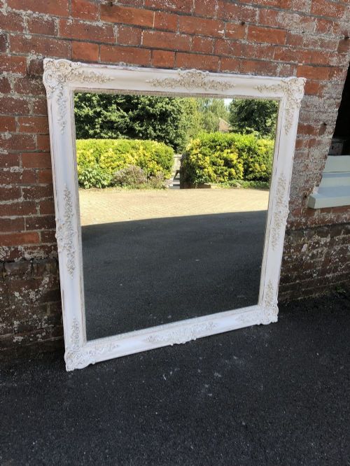 A Spectacular Large Early Antique 19th Century French Carved Wood & Gesso Painted Louis Philippe Mirror.