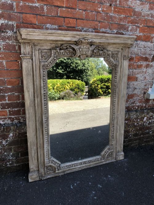 A Delightful Large Antique 19th Century French Carved Wood & Gesso Original Painted Shaped Mirror.