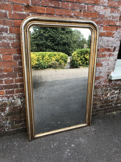 A Wonderful Large Early Antique 19th Century French Carved Wood and Gesso Arched Top Original Silver/gilt Louis Philippe Mirror.