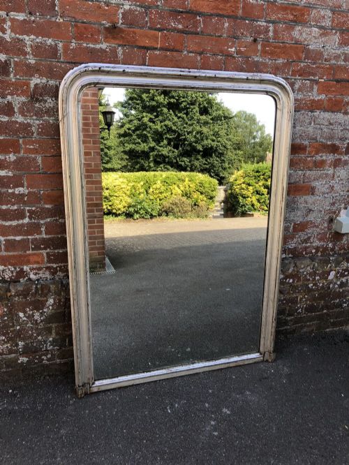 An Absolutely Stunning Large Antique 19th Century French Carved Wood & Gesso Original Silvered Arched Top Louis Philippe Mirror.