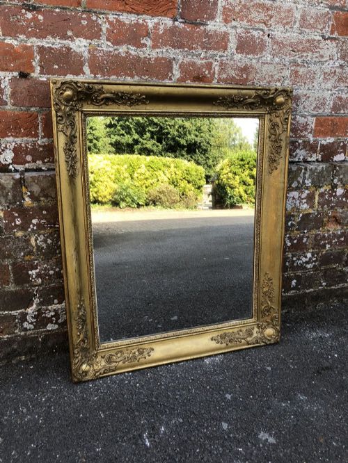 A Delightful Highly Useful Size Early Antique 19th Century French Carved Wood and Gesso Original Gilt Louis Philippe Mirror.
