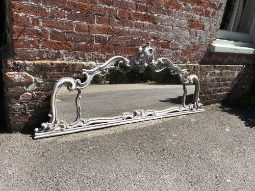 A Fabulous Large Antique 19th Century Italian Carved Wood Distressed Painted Shaped Mirror.