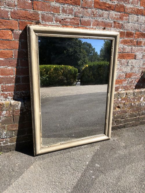 A Wonderful Good Size Antique 19th Century French Carved Wood Painted Plain Mirror.