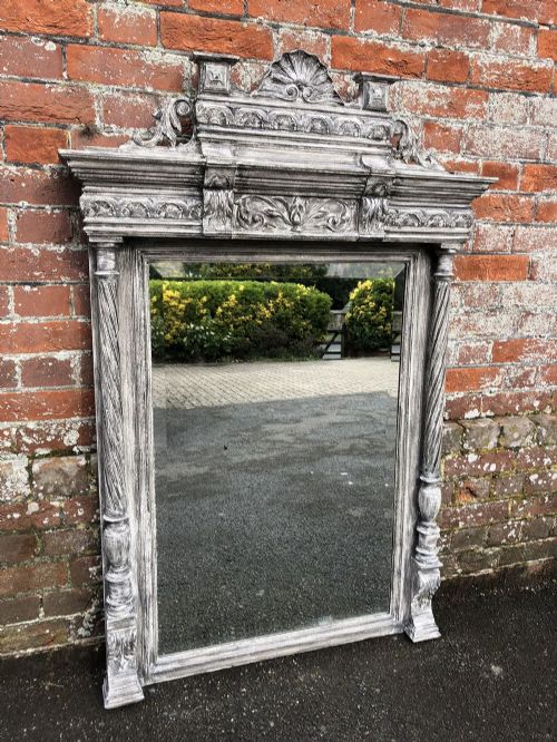 A Wonderful Antique 19th Century French Carved Wood Painted Mirror.