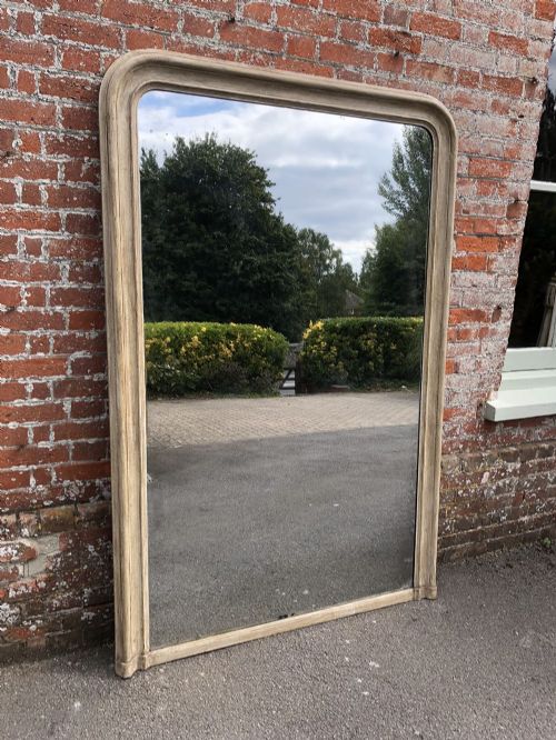 A Stunning Large Antique 19th Century French Carved Wood & Gesso Arched Top Painted Louis Philippe Mirror.