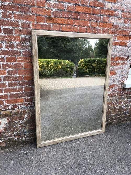 A Wonderful Good Size Antique 19th Century French Carved Wood Painted Plain Mirror.