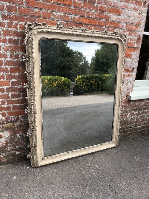 An Absolutely Fabulous Large Antique 19th Century French Carved Wood & Gesso Painted Mirror.