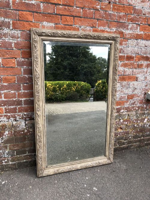 A Fabulous Antique 19th Century French Carved Wood & Gesso Painted Ornate Mirror.