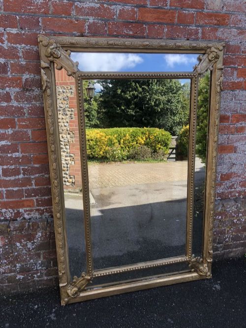An Absolutely Stunning Large Antique French Mirorr19th Century Carved Wood & Gesso Original Gilt Cushion Mirror.
