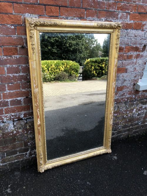A Fabulous Early Antique French Mirror, 19th Century Carved Wood & Gesso Original Gilt Louis Philippe Mirror.