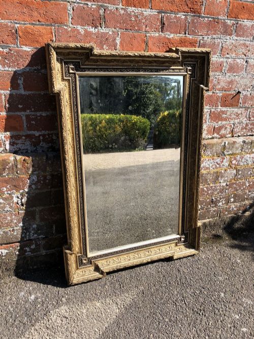 A Delightful Good Size Antique French Mirror, 19th Century Carved Wood & Gesso Original Silver/gilt Shaped Mirror.