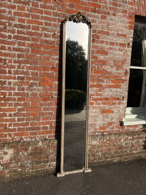 A Superb Large Antique 19th Century French Carved Wood & Gesso Painted Pier Mirror.