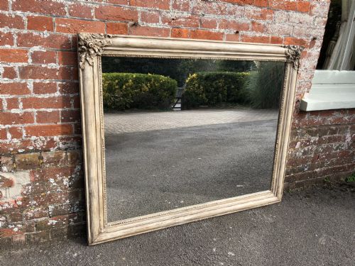A Superb Large Early Antique 19th Century French Carved Wood and Gesso Painted Landscape Mirror.