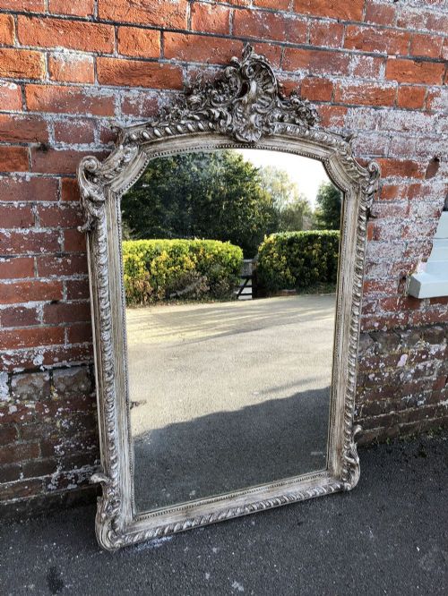 A Delightful Antique French Mirror,19th Century  Carved Wood & Gesso Shaped Top Original Gilt Mirror