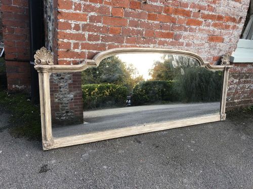 A Superb Large Antique French 19th Century Carved Wood Painted Mirror.