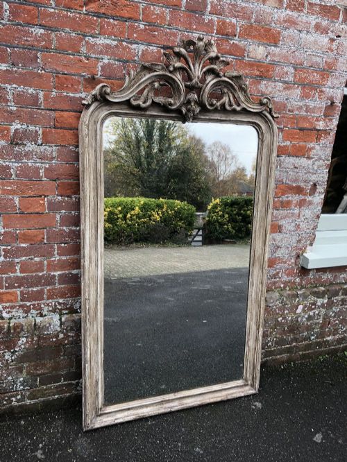A Stunning Large Antique French 19th Century Carved Wood & Gesso Arched Top Louis Philippe Mirror.