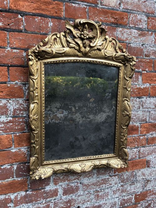 An Exceptional Useful Size Antique French 19th Century Carved Wood & Gesso Original Gilt Mirror.