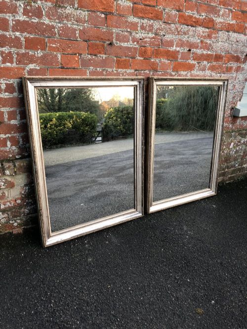 A Superb Pair of Antique French 19th Century Wood & Gesso Original Silver/gilt Bistro Mirrors.