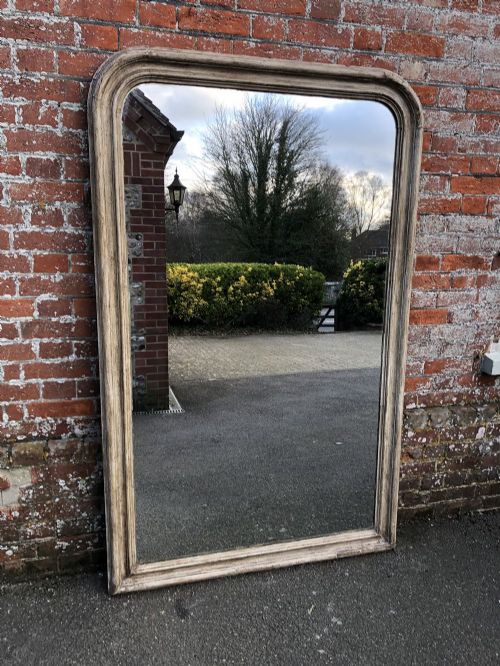 A Fabulous Large Antique French 19th Century Carved Wood & Gesso Arched Top Painted Louis Philippe Mirror.