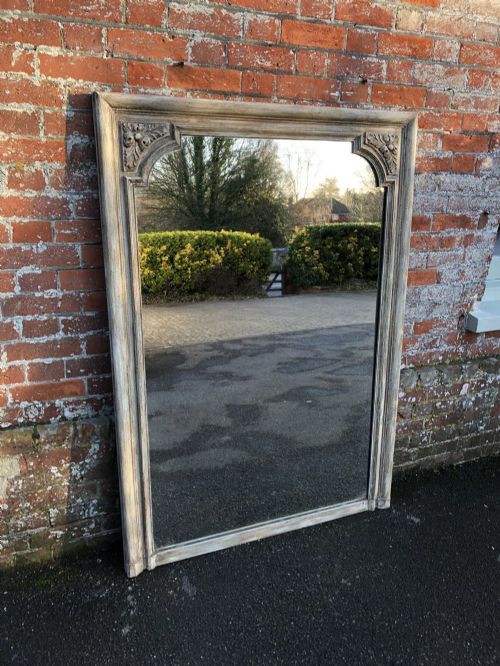 A Wonderful Large Antique French 19th Century Carved Wood Painted Mirror.