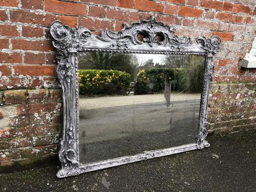 A Delightful Good Size Antique French 19th Century Carved Wood & Gesso Ornate Painted Mirror.