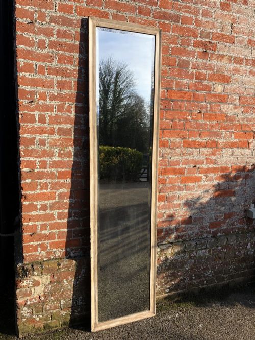 A Fabulous Large Antique French 19th Century Carved Wood & Gesso Narrow Framed Painted Bistro Mirror.