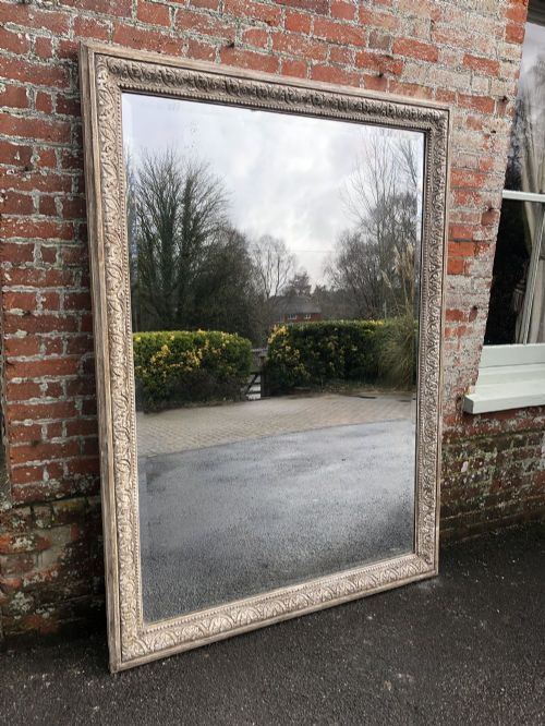 A Superb Large Antique French 19th Century Carved Wood Painted Mirror.