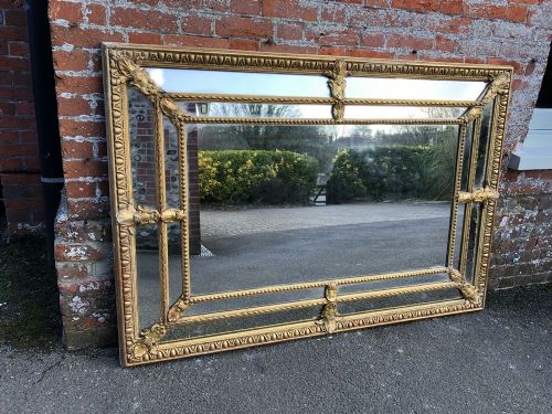 An Absolutely Stunning Large Antique 19th Century French Carved Wood & Gesso Orignal Gilt Cushion Mirror.