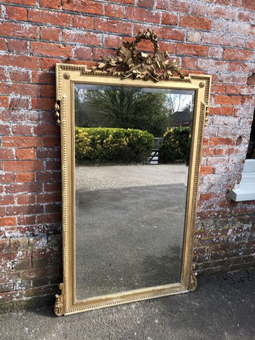 An Exceptional Large Antique French Carved Wood & Gesso Original Gilt Mirror.