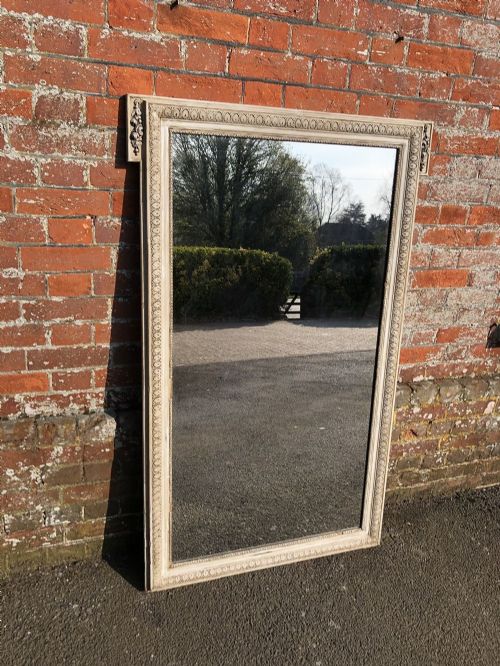 A Good Size Antique 19th Century French Carved Wood and Gesso Painted Mirror.