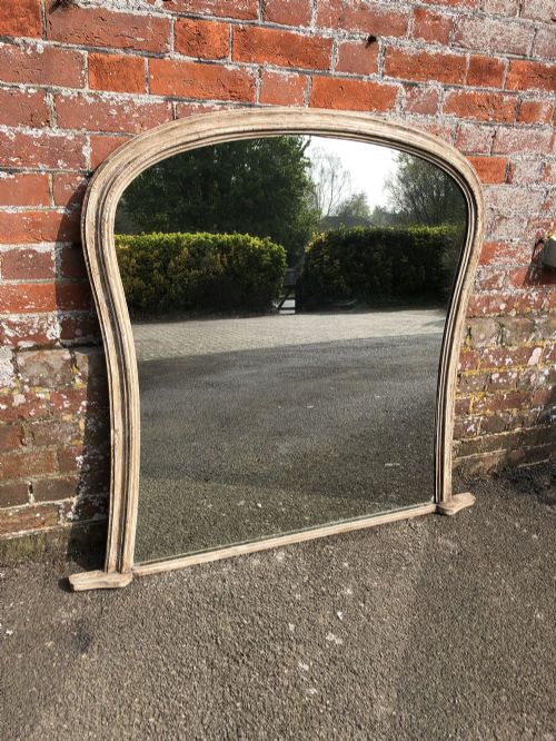 A Fabulous Highly Useful Size Antique English Carved Wood & Gesso Shaped Painted Overmantle Mirror.