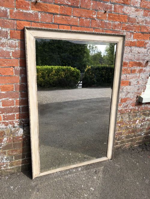 A Fabulous Large Antique 19th Century French Carved Wood Painted Plain Mirror.