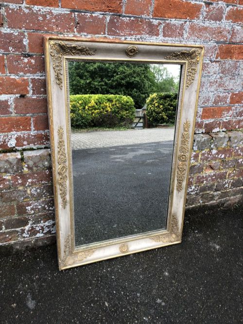 A Superb Highly Useful Size Antique French Louis Philippe 19th Century Carved Wood & Gilt Painted Mirror.