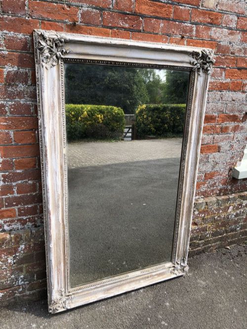 A Stunning Large Antique French 19th Century Carved Wood & Gesso Original Gilt Distressed Painted Mirror.