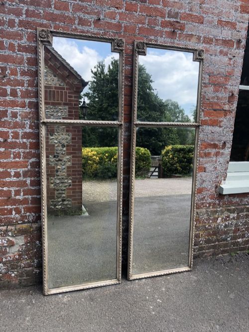 An Absolutely Delightful Highly Unusual Pair of Antique 19th Century Painted Carved Wood & Gesso Rope Twist Framed Pier Mirrors.
