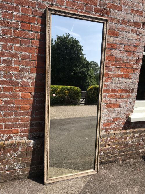 A Superb Large Antique French 19th Century Carved Wood & Gesso Painted Bistro Mirror.