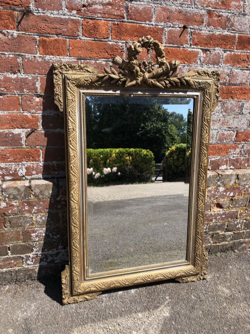 A Fabulous Highly Useful Size Antique French 19th Century Carved Wood & Gesso Original Silver/gilt Mirror.