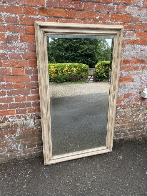A Very Useful Antique 19th Century French Painted Carved Wood & Gesso Plain Mirror.