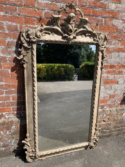 A Superb Large Antique 19th Century French Carved Wood & Gesso Painted Rope Twist Framed Mirror.