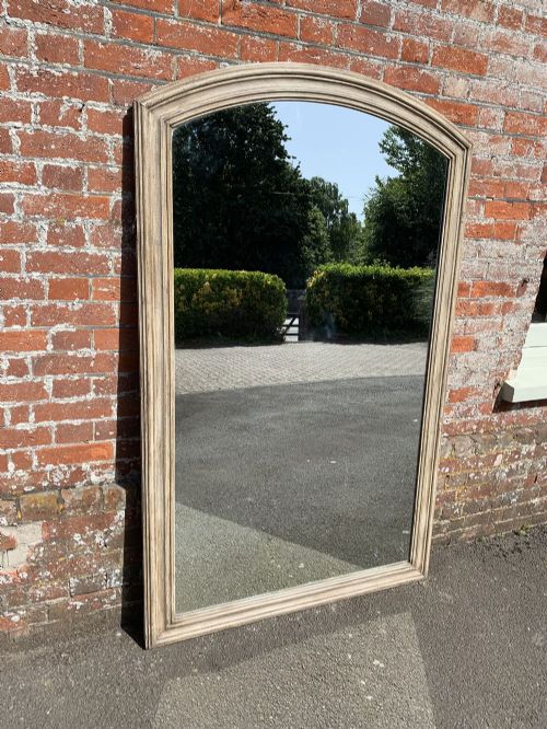 A Fabulous Large Antique 19th Century Carved Wood & Gesso Painted Plain Shaped Top Mirror.