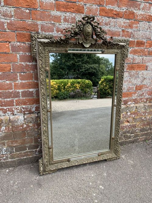 A Fabulous Good Size Antique French 19th Century Carved Wood and Gesso Original Silver/gilt Mirror.