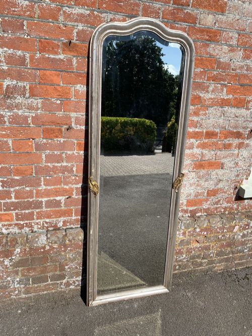 A Superb Large Antique French 19th Century Carved Wood & Gesso Original Silvered & Gilt Shaped Top Pier Mirror.