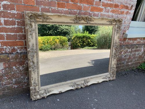 A Delightful Good Size Antique 19th Century English Carved Wood Original Painted Mirror.