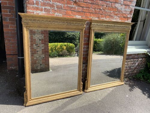 A Superb Pair of Antique 19th Century English Carved Wood & Gesso Original Gilt Mirrors.