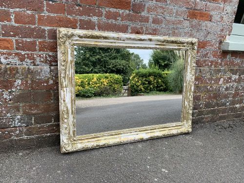 A Wonderful Highly Useful Size Antique 19th Century French Carved Wood & Gesso Original Distressed Mirror.