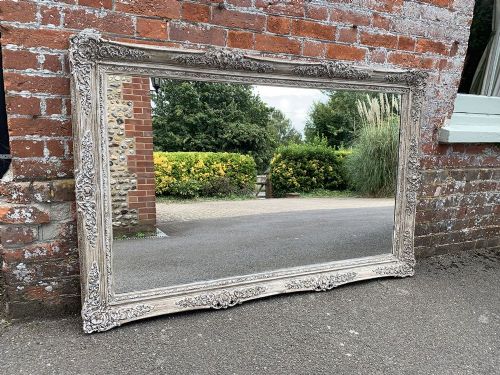 A Stunning Large Antique French 19th Century Wood & Gesso Painted Mirror.