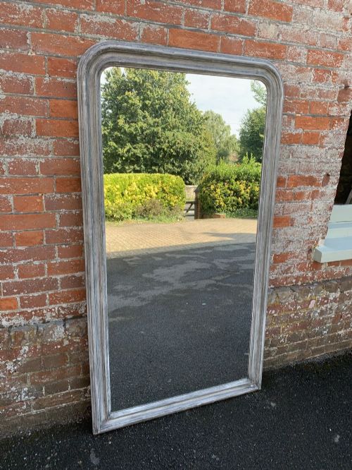 An Exceptional Large Antique 19th Century French Carved Wood and Gesso Arched Top Painted Plain Louis Philippe Mirror.