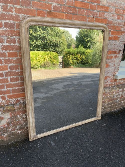 A Wonderful Large Antique French 19th Century Carved Wood & Gesso Arched Top Painted Louis Philippe Mirror.