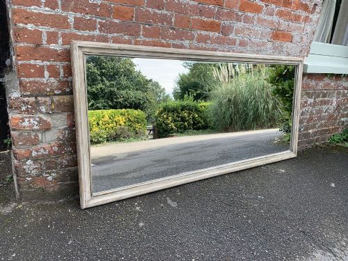 A Large Antique 19th Century French Carved Wood Painted Mirror.